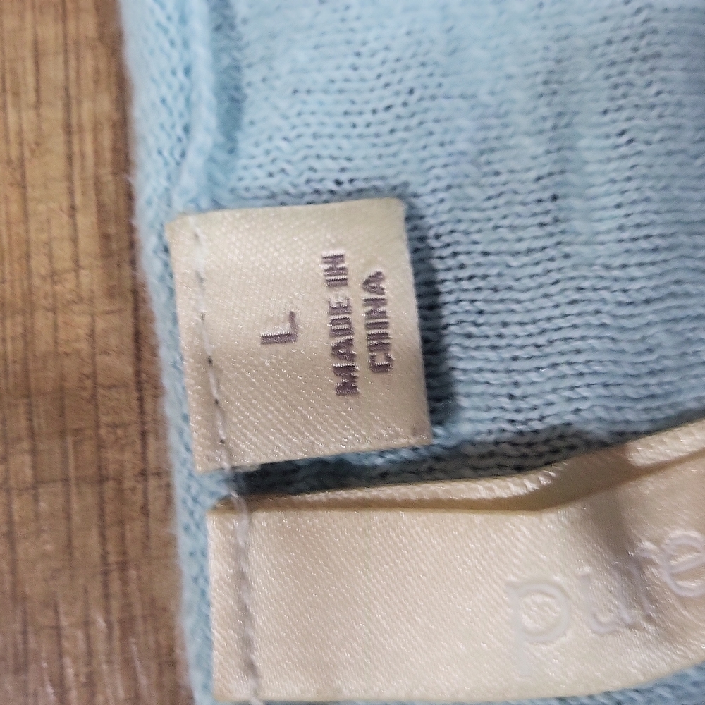 J. JILL PURE JILL Aqua Blue Scoop Neck Cotton Linen Blend Lightweight Sweater - Picture 4 of 11